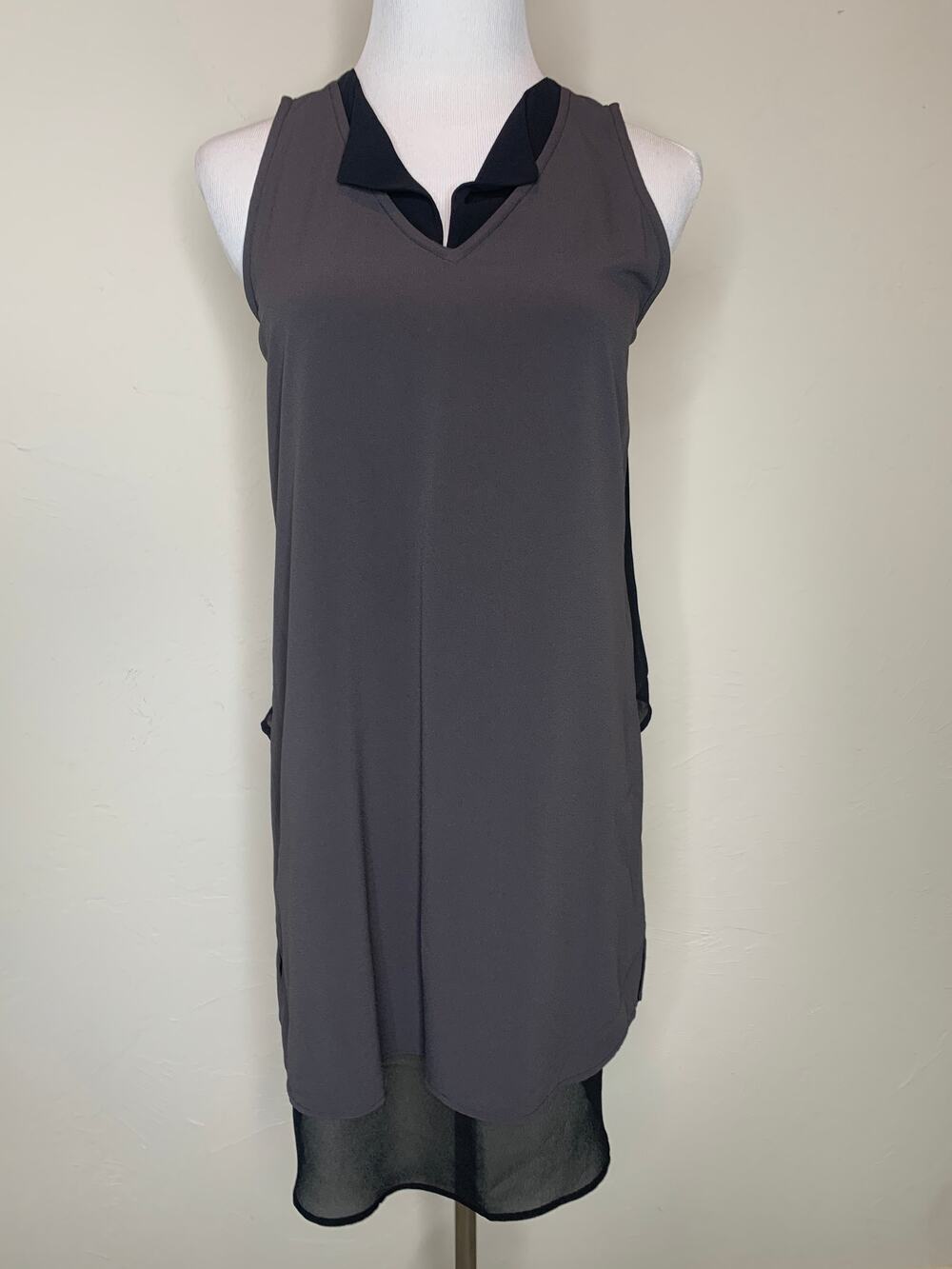Ro & De Gray Black Sleeveless Dress or Tunic Top Sz XS
